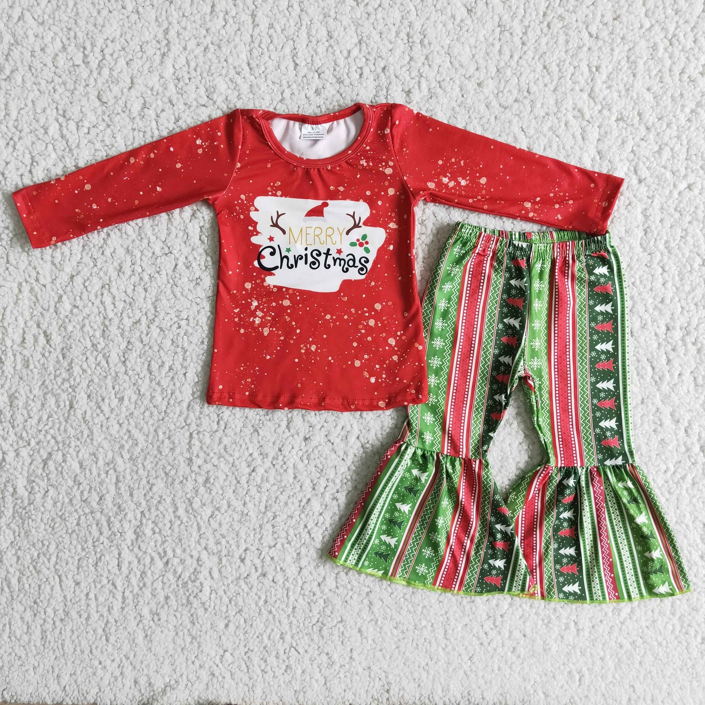 9.5 RTS NO MOQ ETA 5/7days arrived 6 A18-18 Red Christmas Positioning Top Green Striped Pants Christmas Suit