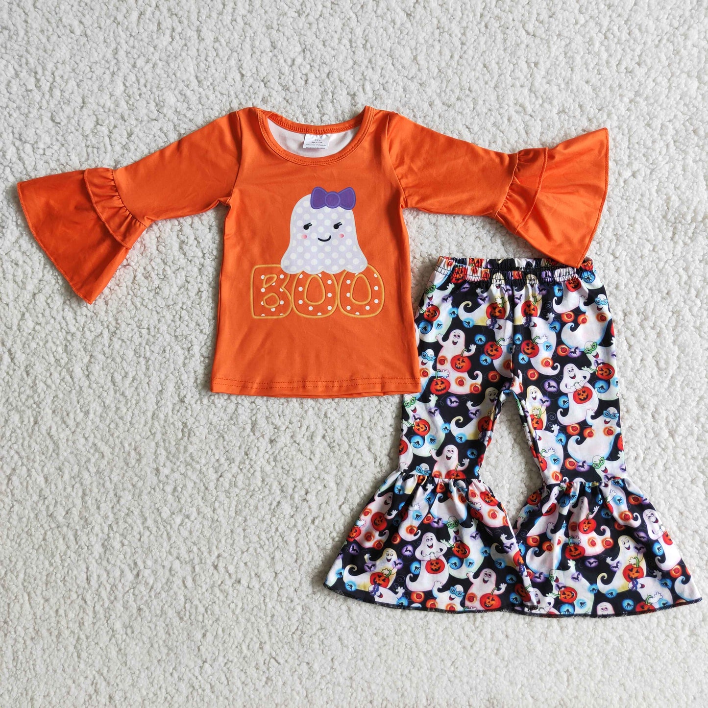 9.13 6 A2-26 Boo Orange Top Halloween Flared Pants Set