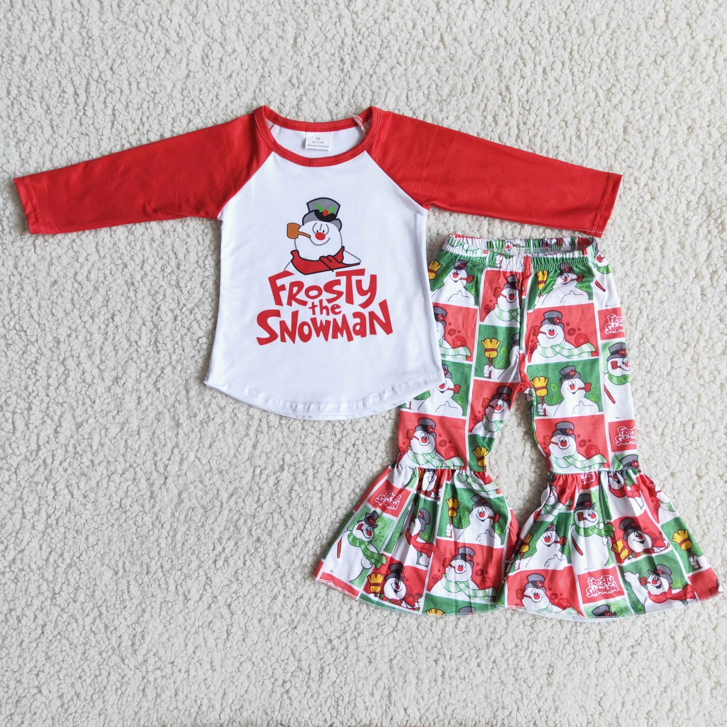 9.13 6 A2-2 girls christmas outfit long sleeve and long pants cartoon print
