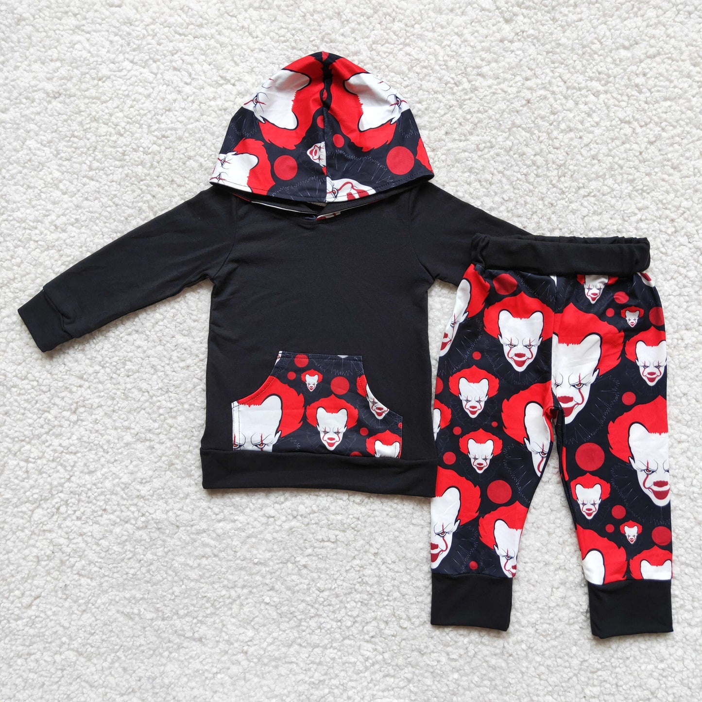 6 A20-2 Clown Black Hoodie Pants Set