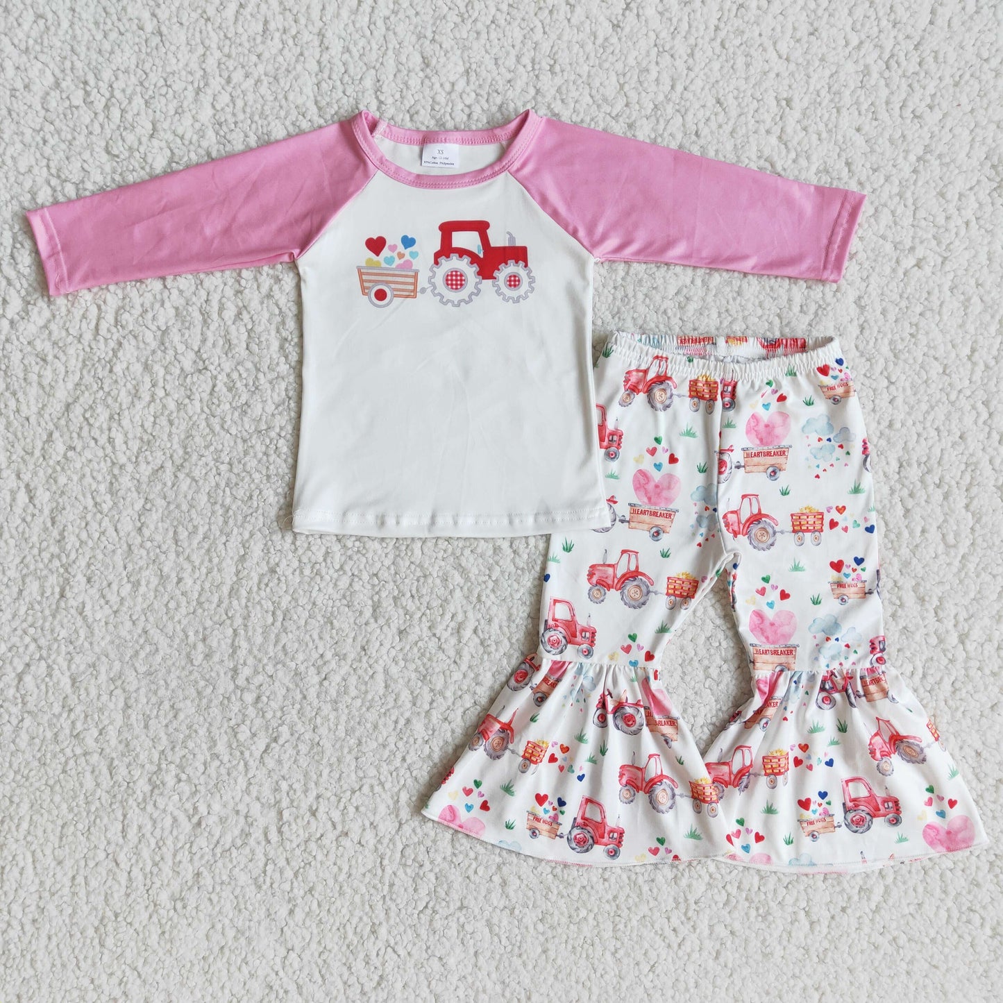 RTS NO MOQ(In Stock ) 6 A29-30 baby girl clothes valentine Long-Sleeved pants sets