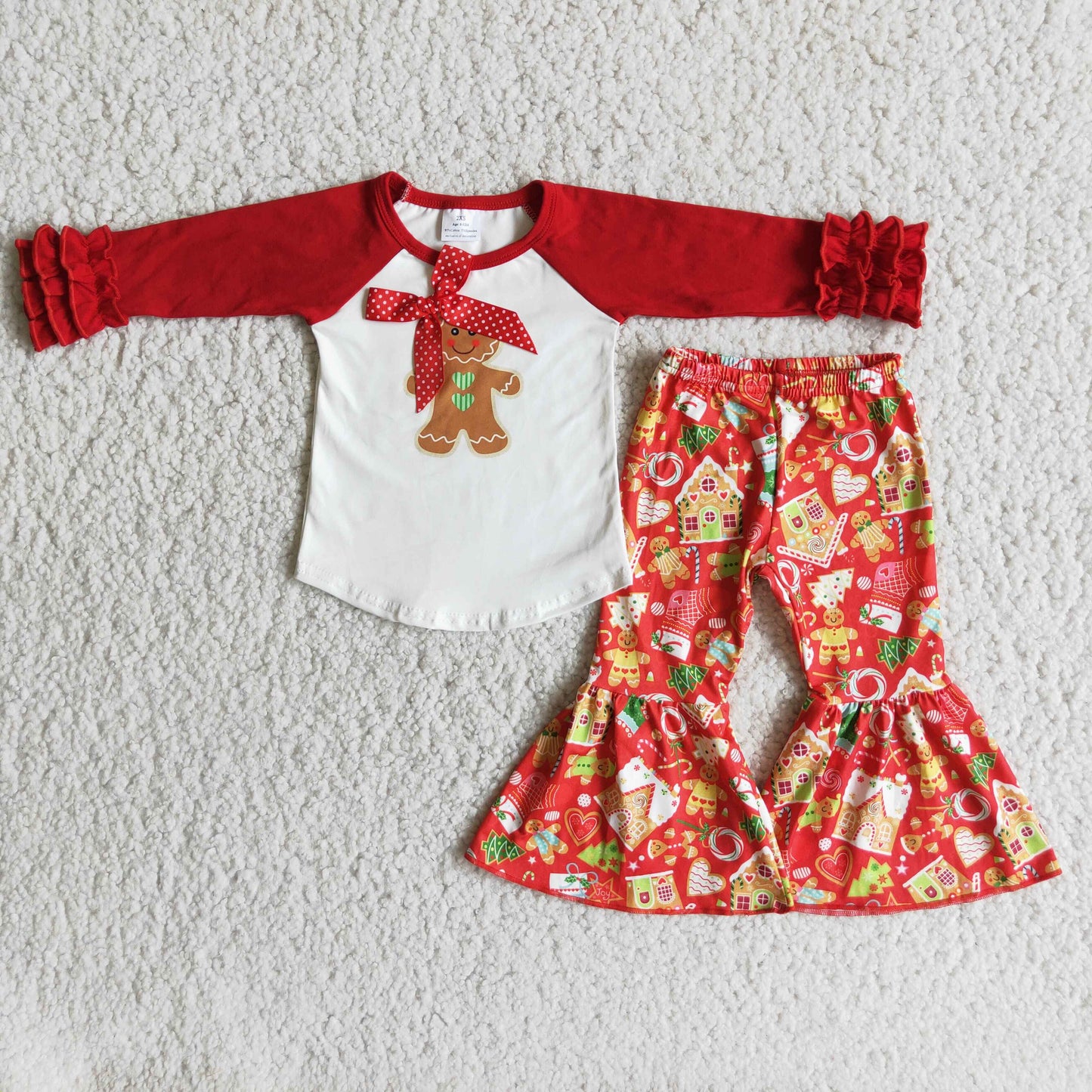 11.25 RTS NO MOQ(In Stock) 6 B10-37 gingerbread gingerbread bow christmas set