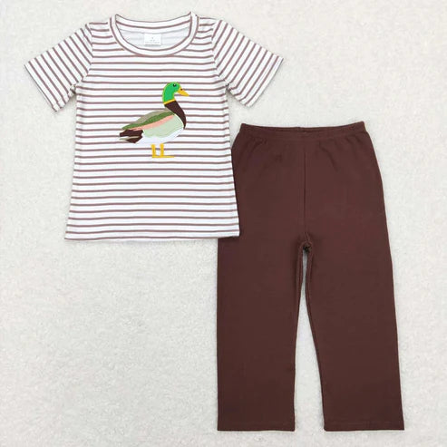 5.3 Sibling Baby Boys Embroidery Hunting Short Sleeve Shirt Pants Clothes Sets