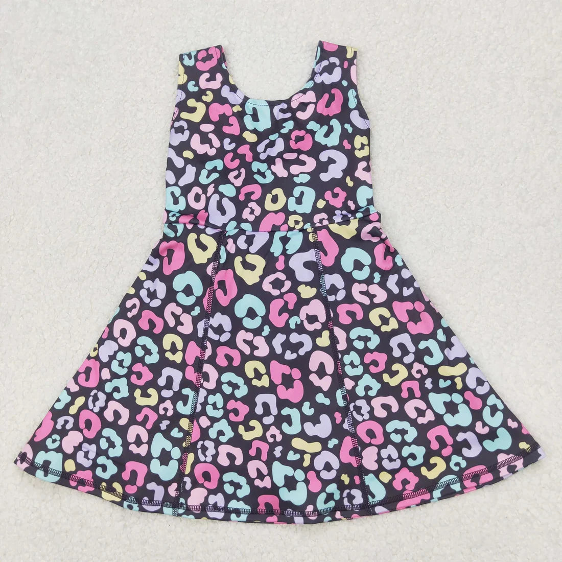 6.13 Sibling Baby Girls Bows Leopard Active Yoga Athletic Dresses