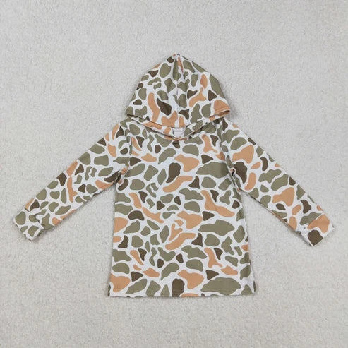 11.1 Sibling Baby Boys Green Orange Camo Southern Pajamas Button Shirts Hoodies Top