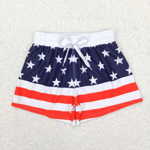 5.17 Sibling Baby Boys 4th Of July Star Western Trunks Swimsuits