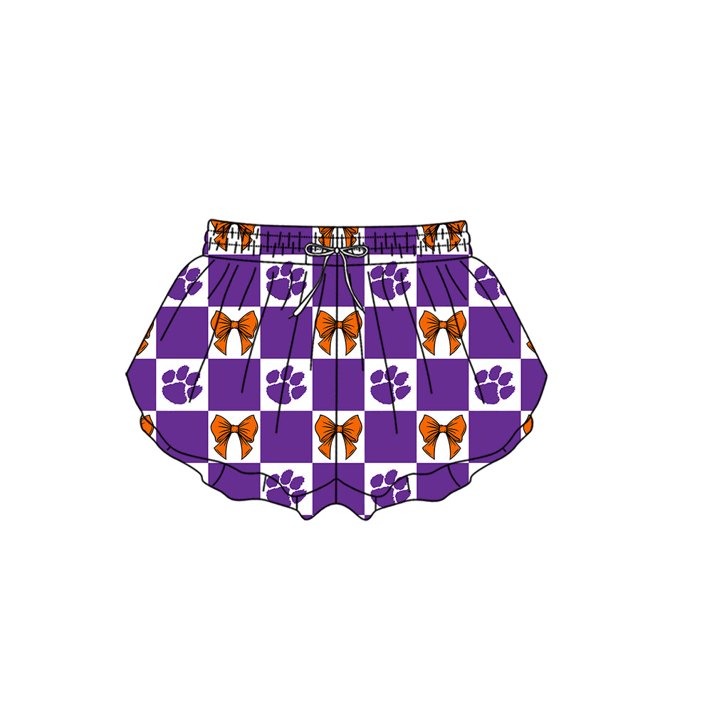 Custom Milk Silk Order MOQ:3 or 5 pcs Each Design Team State Girl Summer Bow Purple Sleeveless Skirts Sets 3 and dress and shorts-26.1.23