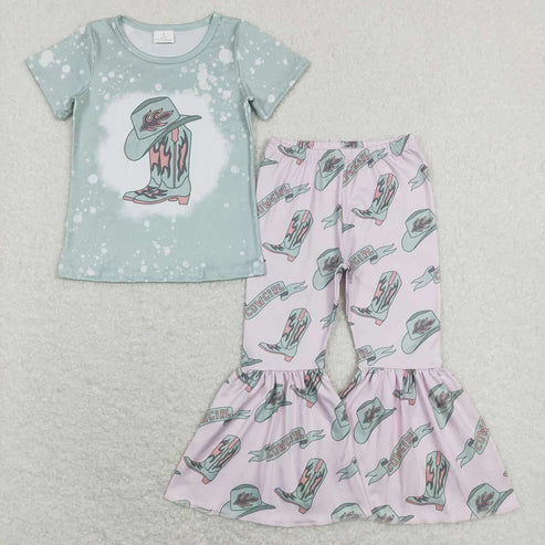 5.9 Sibling Baby Girls Western Shirts Bell Bottom Pants Outfits Sets