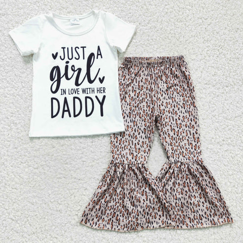 7.28 rts no moq GSPO0266 Girls Outfit Letter Print Trousers Boutique Set Milk Silk