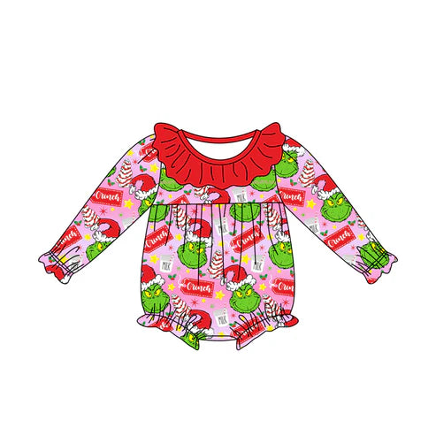7.16 LR2005 Baby Infant Girls Frog Pink Cake Christmas Rompers preorder