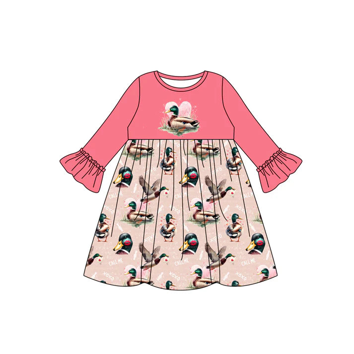 7.23 GLD0971 Baby Girls Valentines Duck Hearts Knee Length Dresses Preorder