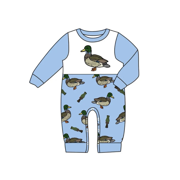 7.23 LR2101 Baby Infant Boys Blue Duck Long Sleeve Rompers preorder