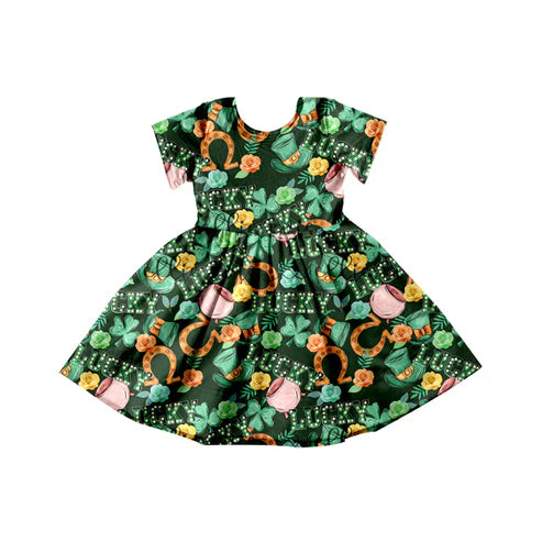 7.21 GSD1450 Baby Girls St Patrick Day Lucky Knee Length Dresses Preorder