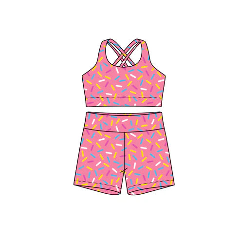 7.12 GSSO2694 Adult Women Pink Straps Team Vests Top Short Sets Preorder