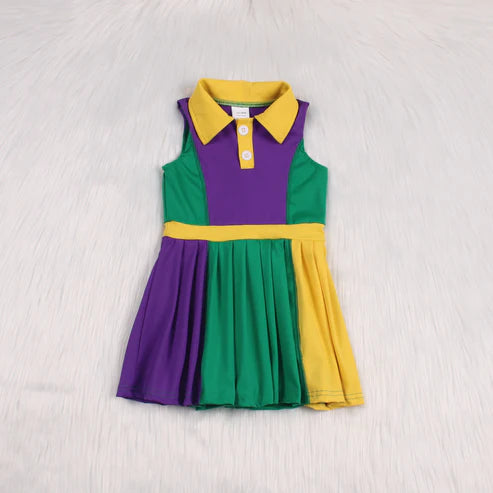 7.18 GSD1434 Baby Girls Purple Mardi Gras Active Wear Knee Length Dresses Preorder