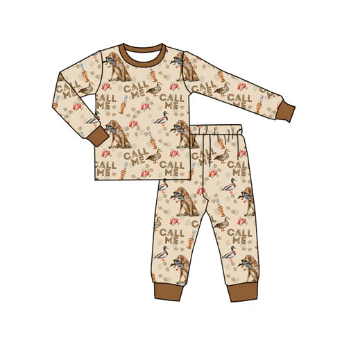 7.16 BLP0956 Baby Boys Call Me Dog Hunting Shirt Pants Pajamas Clothes Sets Preorder