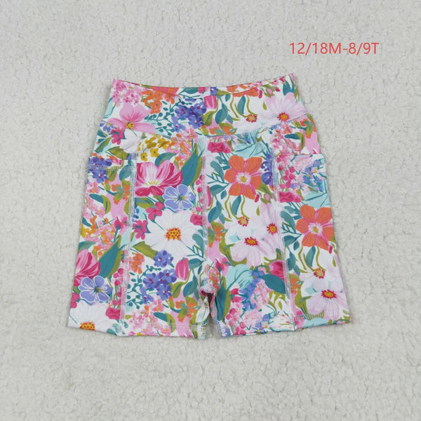 7.25 SS0614 Baby Girls Pink Floral Yoga Short Bottoms