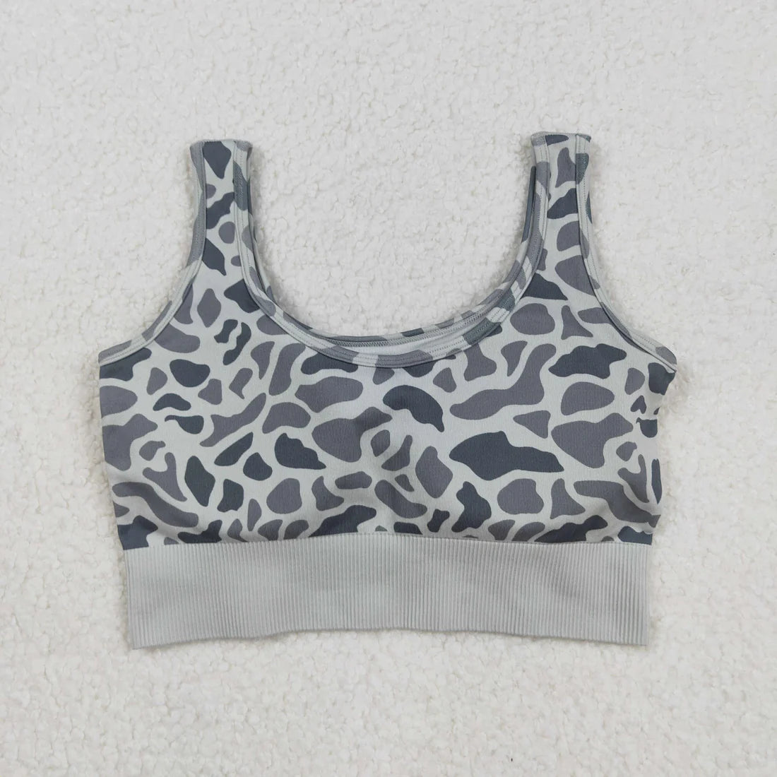 9.13 GT1188 Adult Women Grey Camo Knitted Yoga Crop Bra Tops