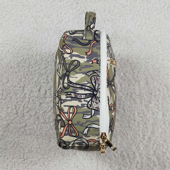 BA0393 Baby Kids Southern Olive Camo Bows Lunch Boxes Bags