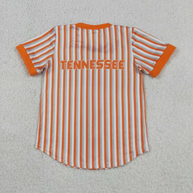 BT1747 Baby Boys Orange Stripe Tennessee Team Button T-shirts Top
