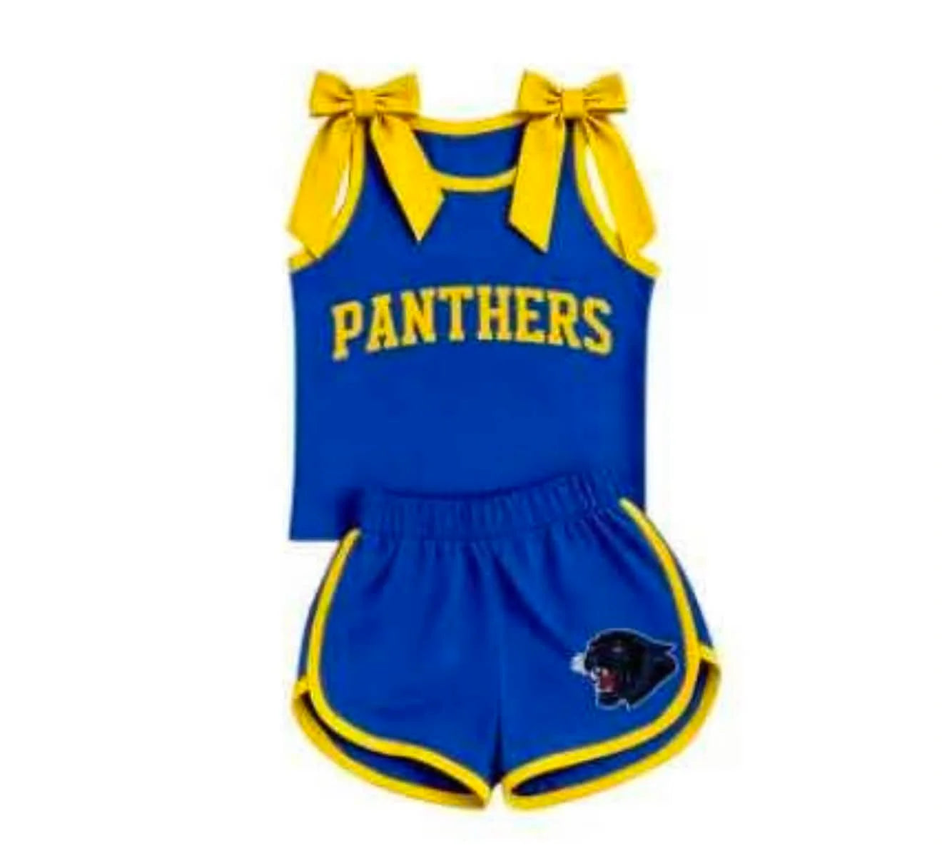 Custom Order Baby Girls Yoga Panthers Bows Sleeveless Top Shorts Team Clothes Sets