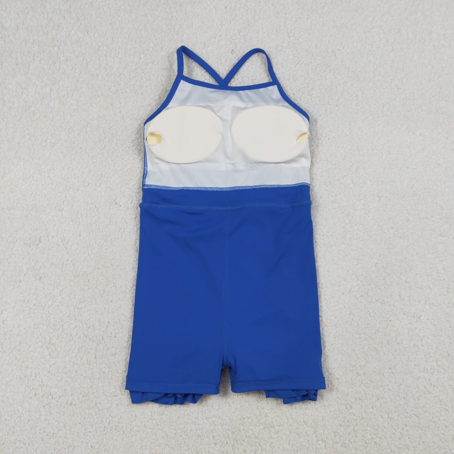 S0551 Kids Baby Girl Royal Blue Knit Knee Length Active Wear Athletic Dresses