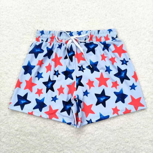 5.17 Sibling Baby Boys 4th Of July Star Western Trunks Swimsuits