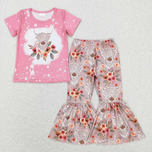 5.9 Sibling Baby Girls Western Shirts Bell Bottom Pants Outfits Sets