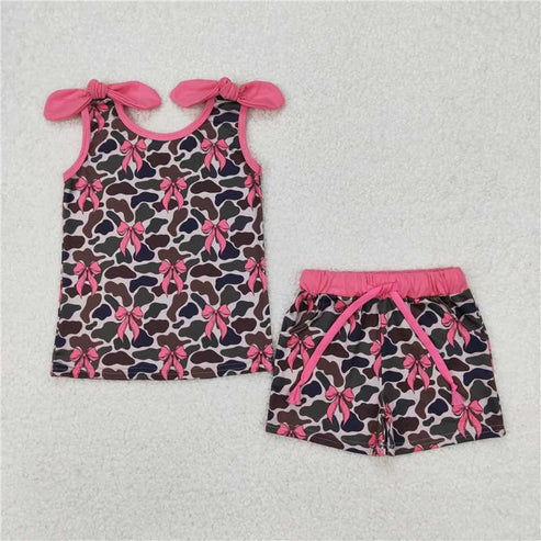 3.29 Sibling Baby Girls Summer Bows Top Shorts Clothes Sets