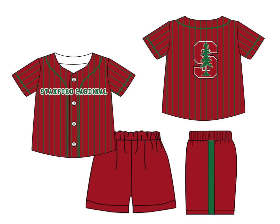 Custom Milk Silk Order MOQ:3 or 5 pcs Each Design Team State Kids Summer Brick Red Short Sleeve Shorts Sets-26.1.21