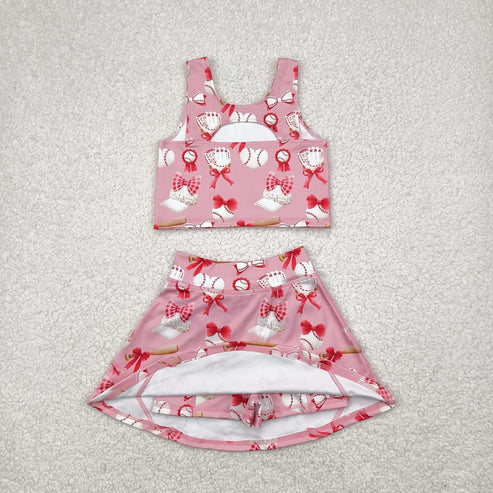 5.5 Sibling Baby Girls Football Baseball Cheer Yoga Active Wear Top Shorts Skirts Clothes Sets