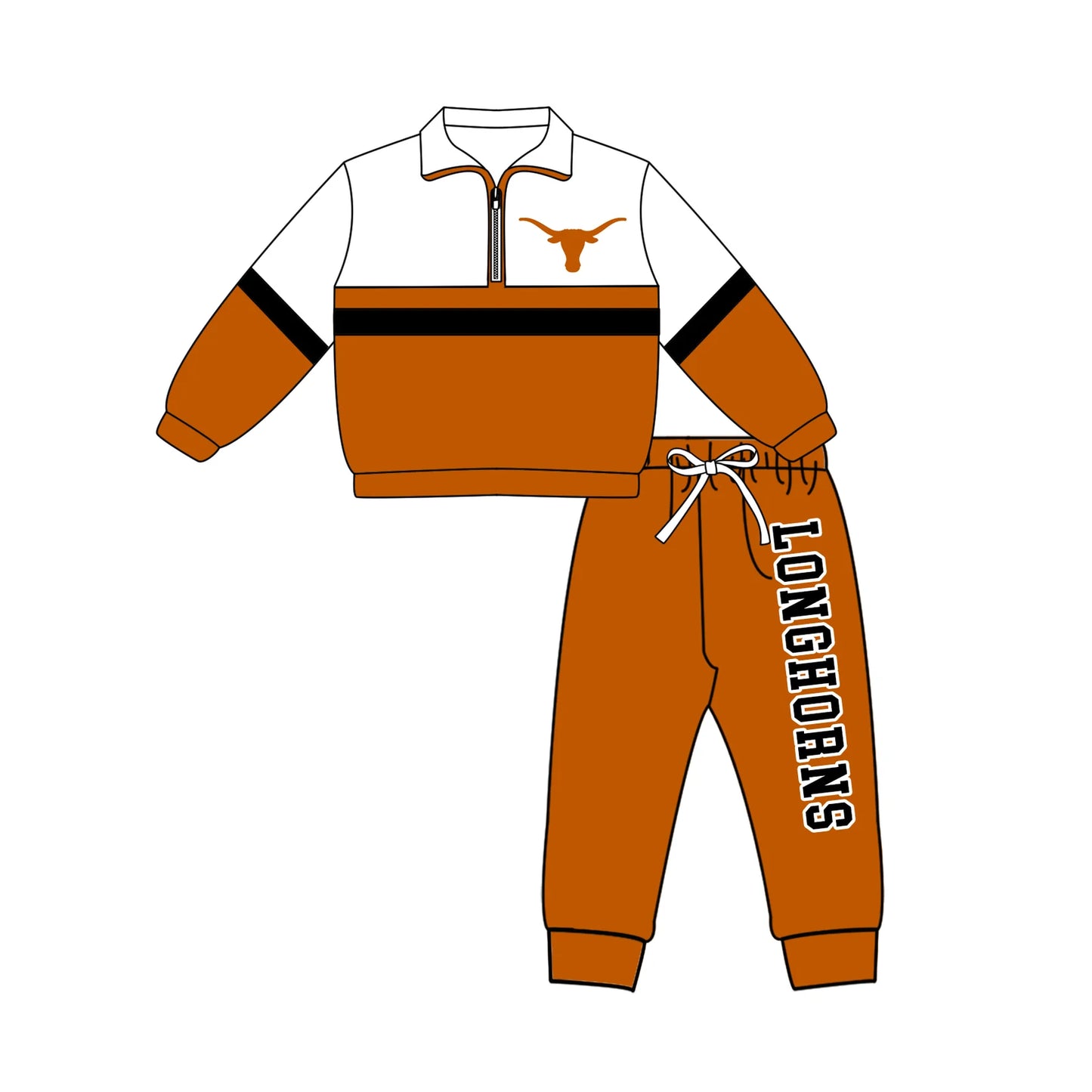 Custom Order Baby Boys Longhorns Zip Pullover Pants Team Clothes Sets