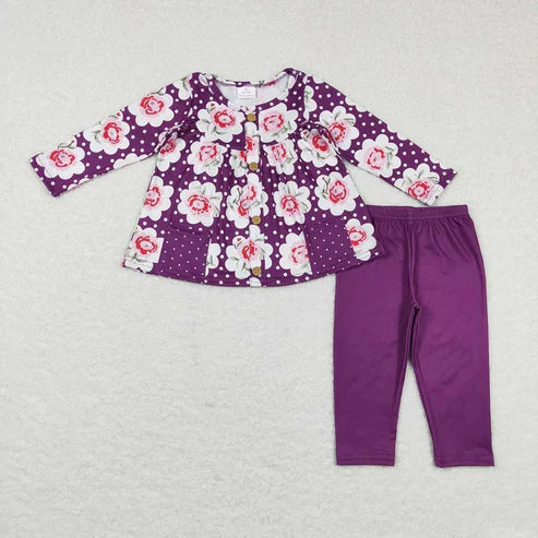 6.26 Sibling Baby Girls Fall Floral Pocket Tunic Legging Pants Clothing Sets