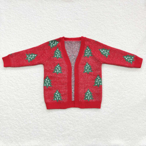 7.25 GT1114 Baby Girls Red Christmas Tree Long Sleeve Sweater