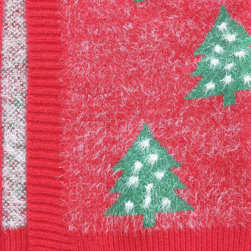 7.25 GT1114 Baby Girls Red Christmas Tree Long Sleeve Sweater