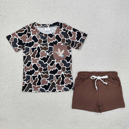 4.1  7 Colors Sibling Baby Boys Camouflage Pocket Shirt Shorts Summer Outfits