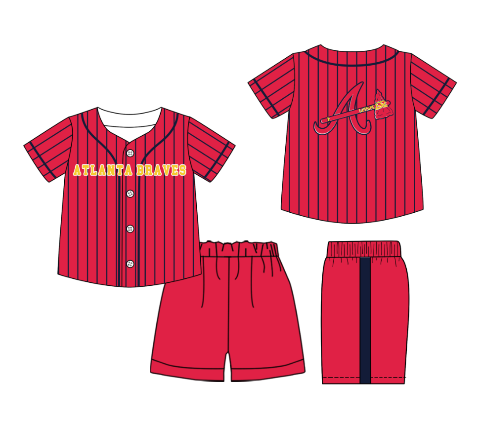 Custom Milk Silk Order MOQ:3 or 5 pcs Each Design Team State Kids Summer Red Short Sleeve Shorts Sets-26.1.20