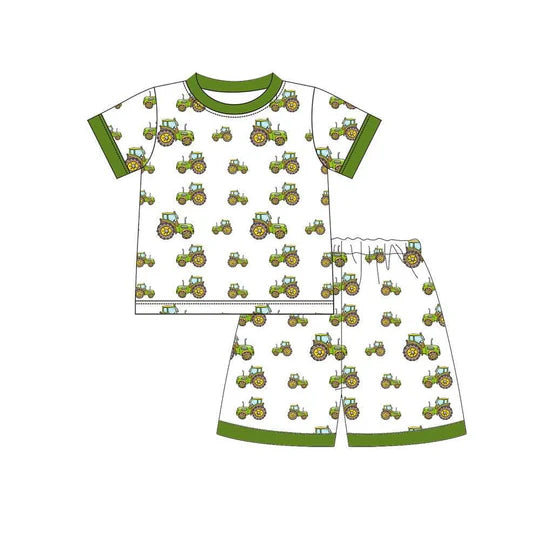 12.29 MOQ:5pcs BSSO1808 pre-order baby boy clothes truck print toddler boy summer outfit