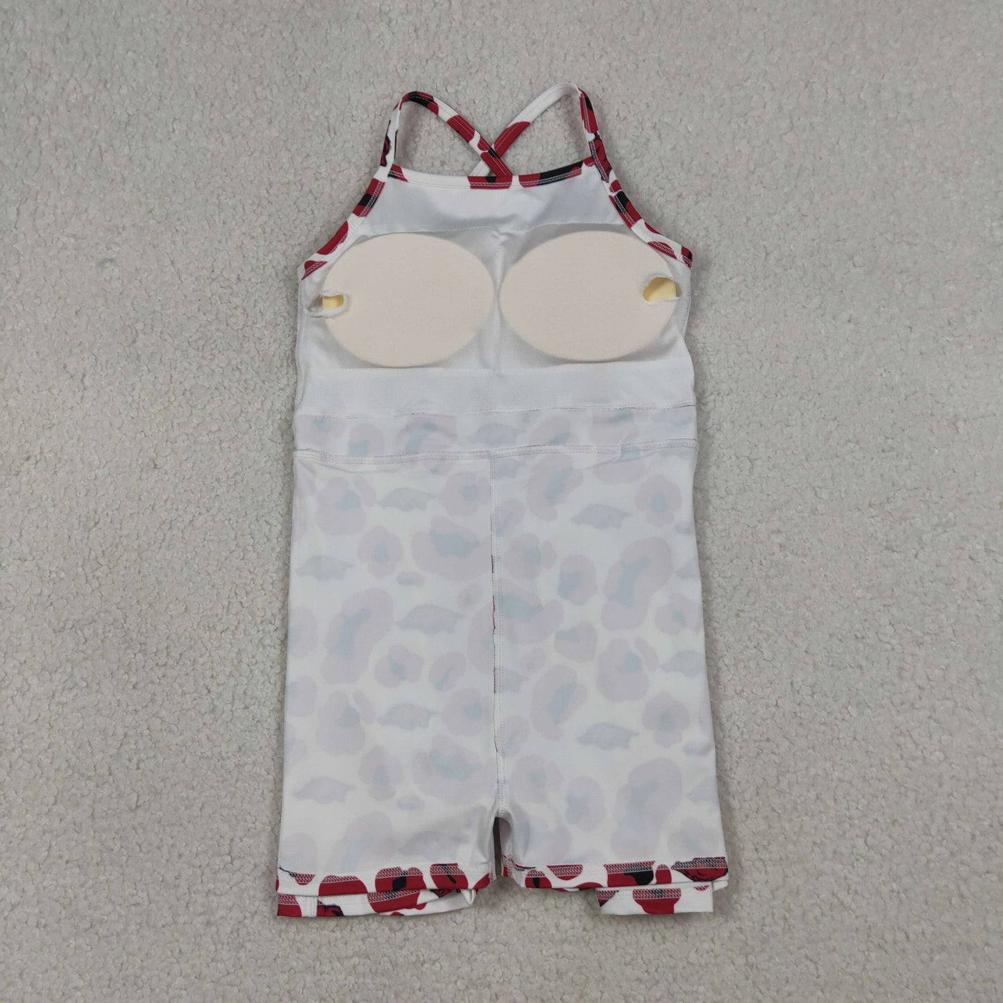 GSD3636 Kids Baby Girl Strap Leopard Arkansas Team Yoga Active Shorts Knee Length Dress
