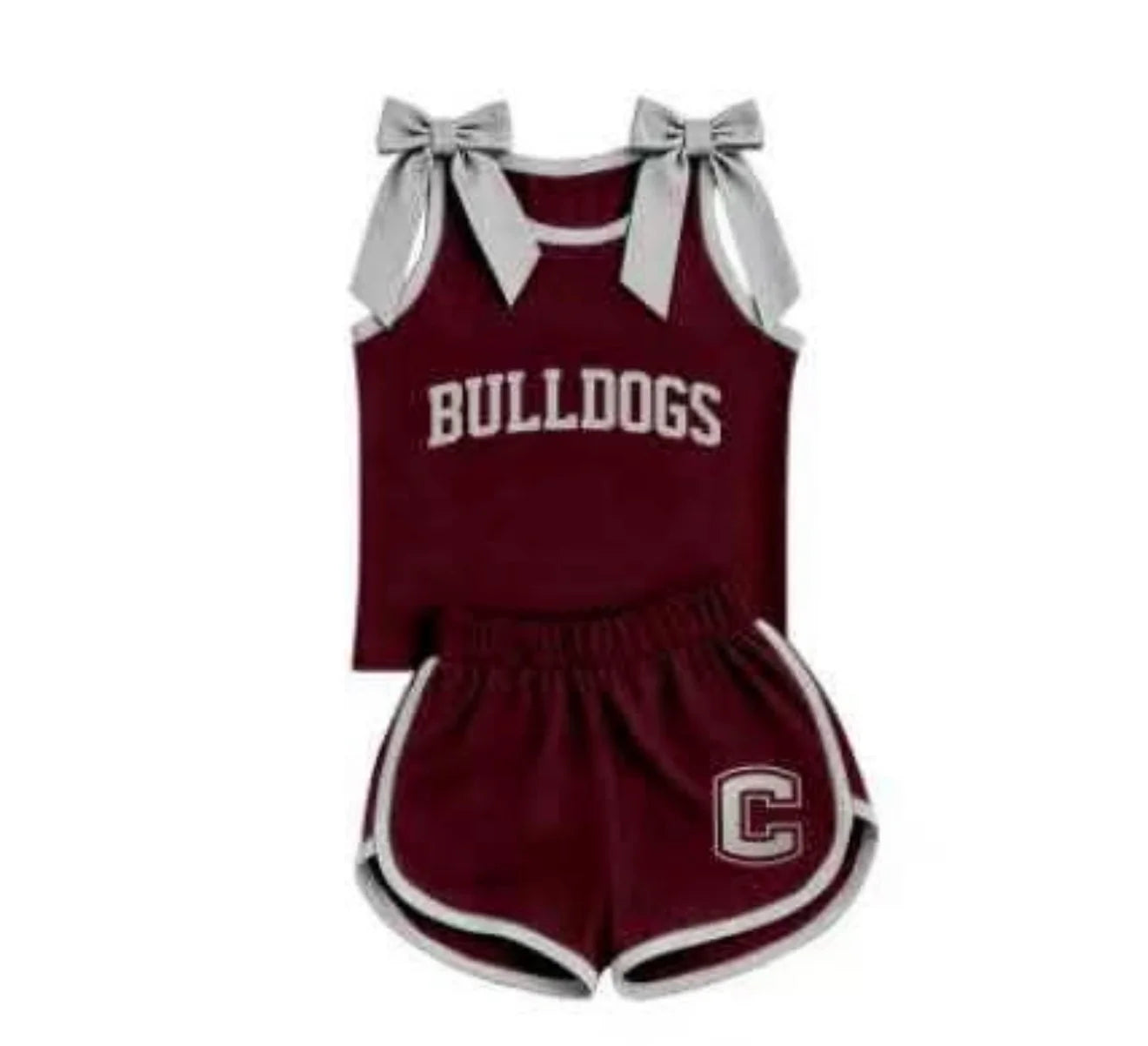 Custom Order Baby Girls Yoga Bulldogs Bows Sleeveless Top Shorts Team Clothes Sets