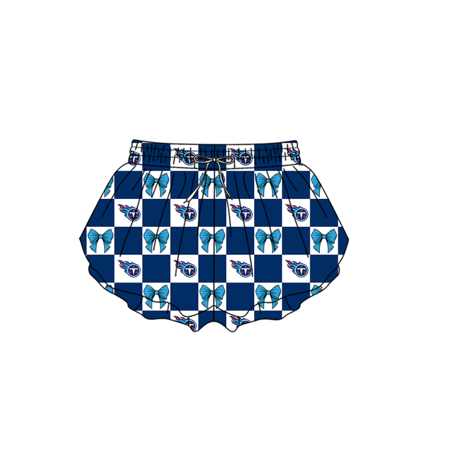 Custom Milk Silk Order MOQ:3 or 5 pcs Each Design Team State Girl Summer Bow Blue Shorts