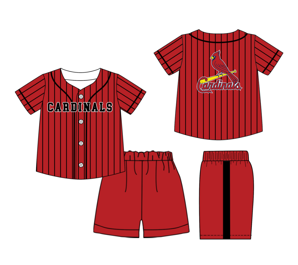 Custom Milk Silk Order MOQ:3 or 5 pcs Each Design Team State Kids Summer Red Short Sleeve Shorts Sets-26.1.20