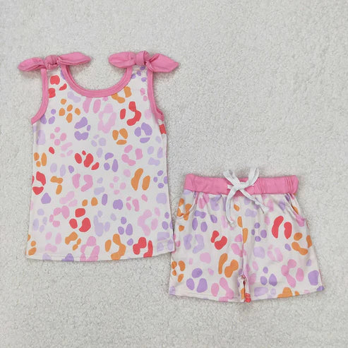 5.3 8 Colors Sibling Baby Girls Summer Bows Top Shorts Outfits