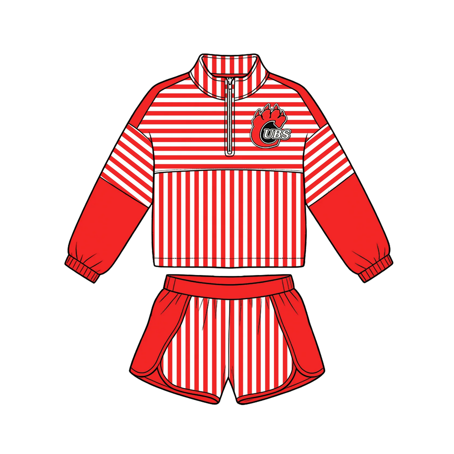 Custom Order Baby Boys Red Stripe UBS Pullovers Top Short Team Clothes Set
