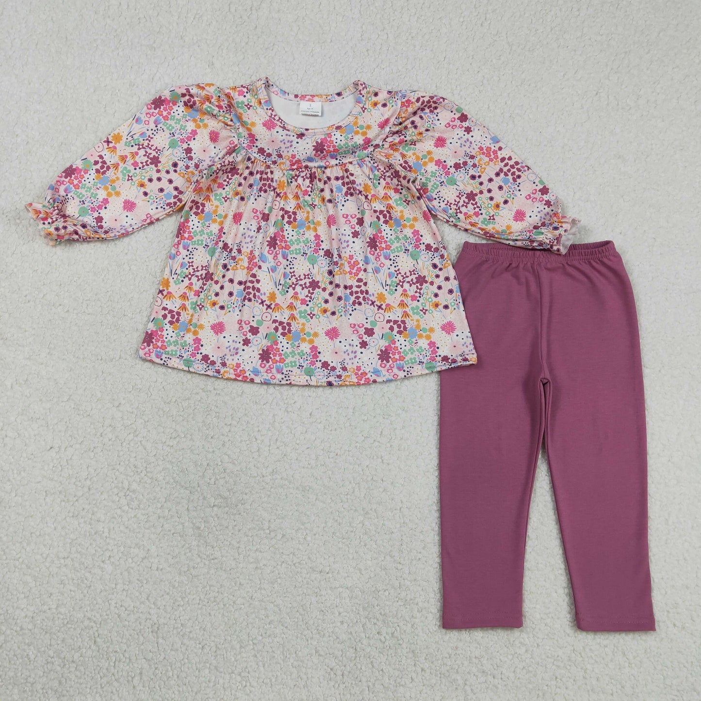 GLP1817 Kids Baby Girl Colorful Flowers Tunic Legging Pants Clothes Sets