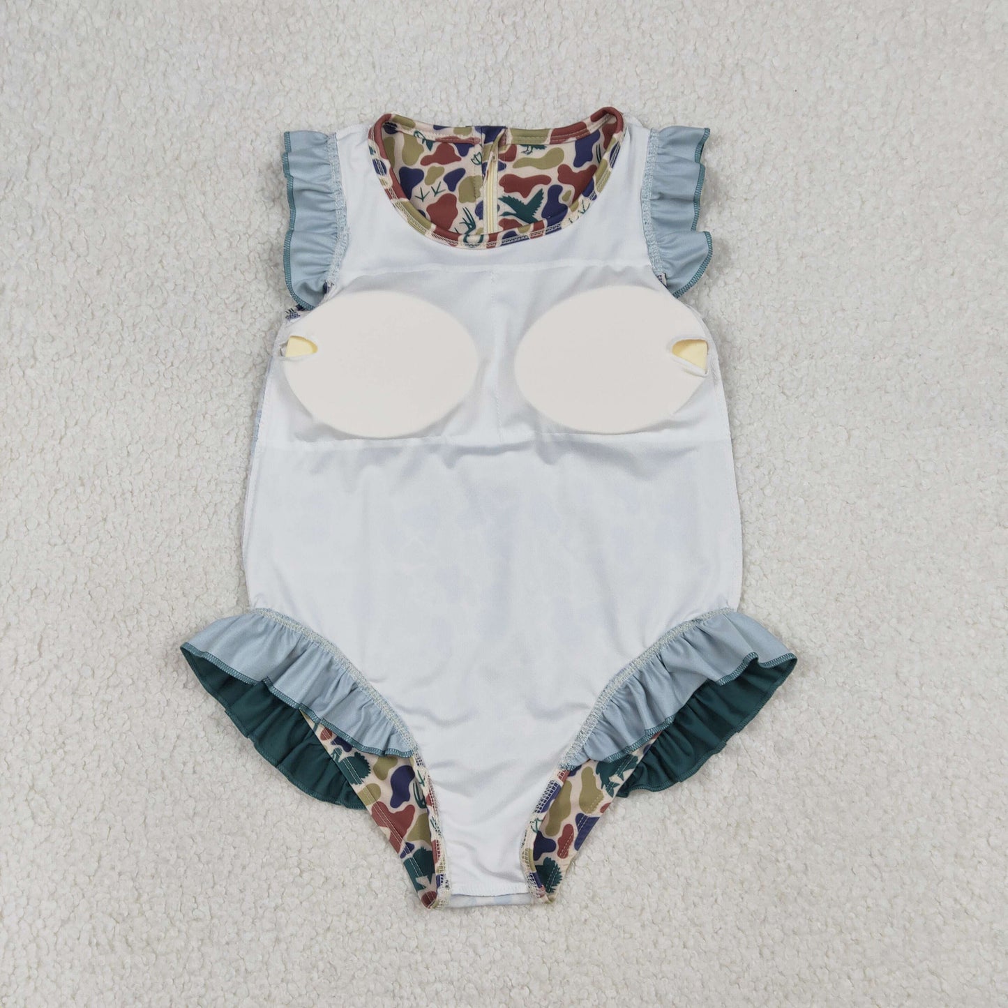 RTS NO MOQ(In Stock) S0598 Duck, Turkey, and Deer Antler Camouflage Green Lace Onesie