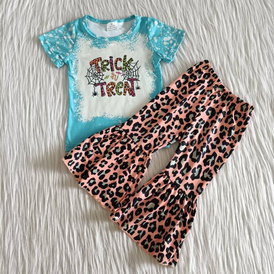 9.13 A0-24 girls outfit long sleeve and long leopard print pants cartoon print