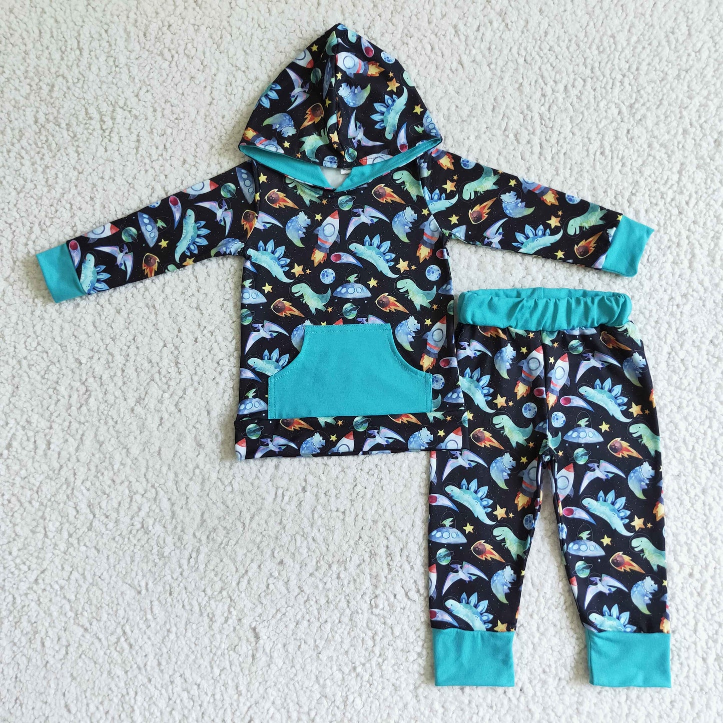 RTS NO MOQ(In Stock) baby boy clothes hooded long sleeve pants set-promotion