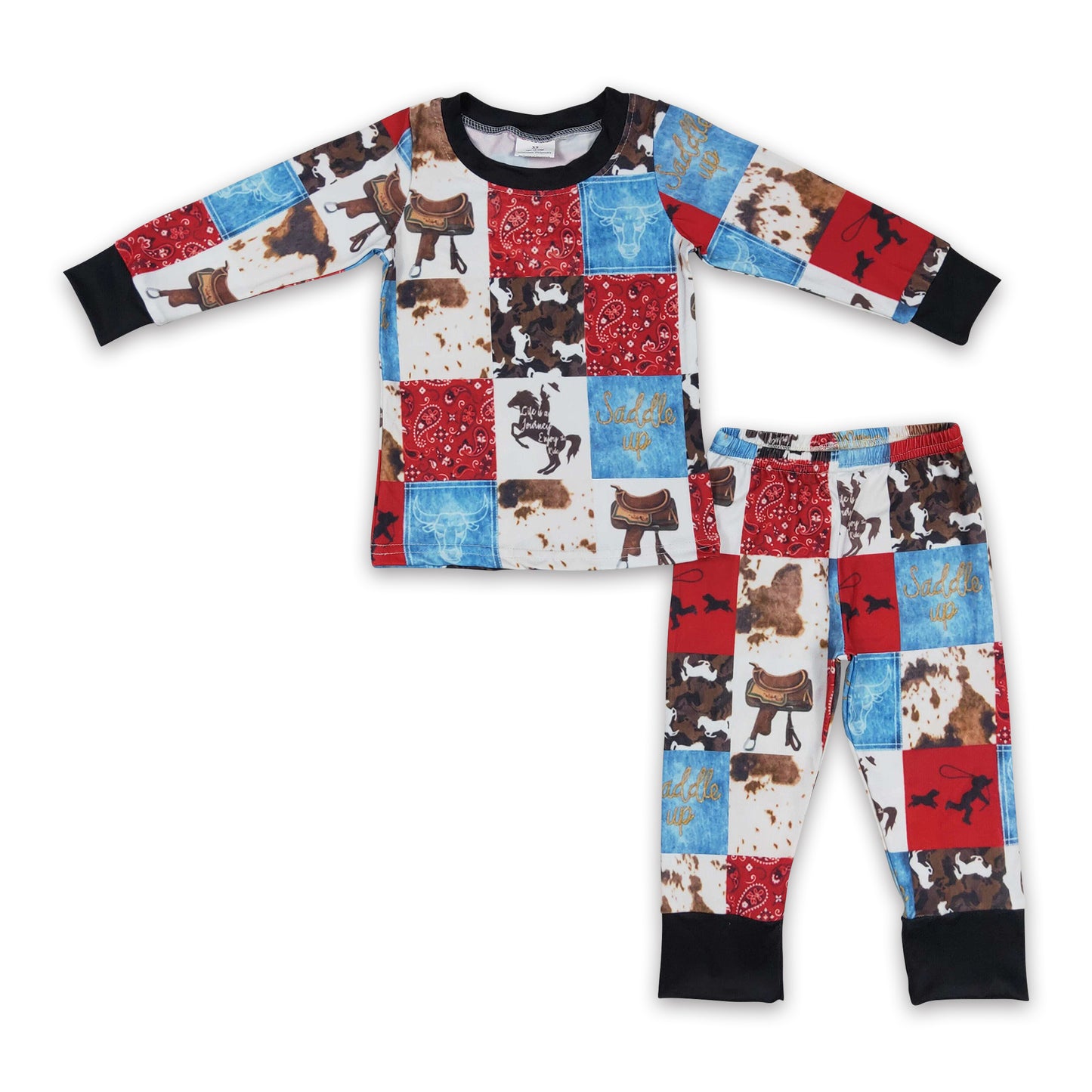 RTS NO MOQ(In Stock)BLP0136 boys outfits cartoon print pajamas long sleeve long pants