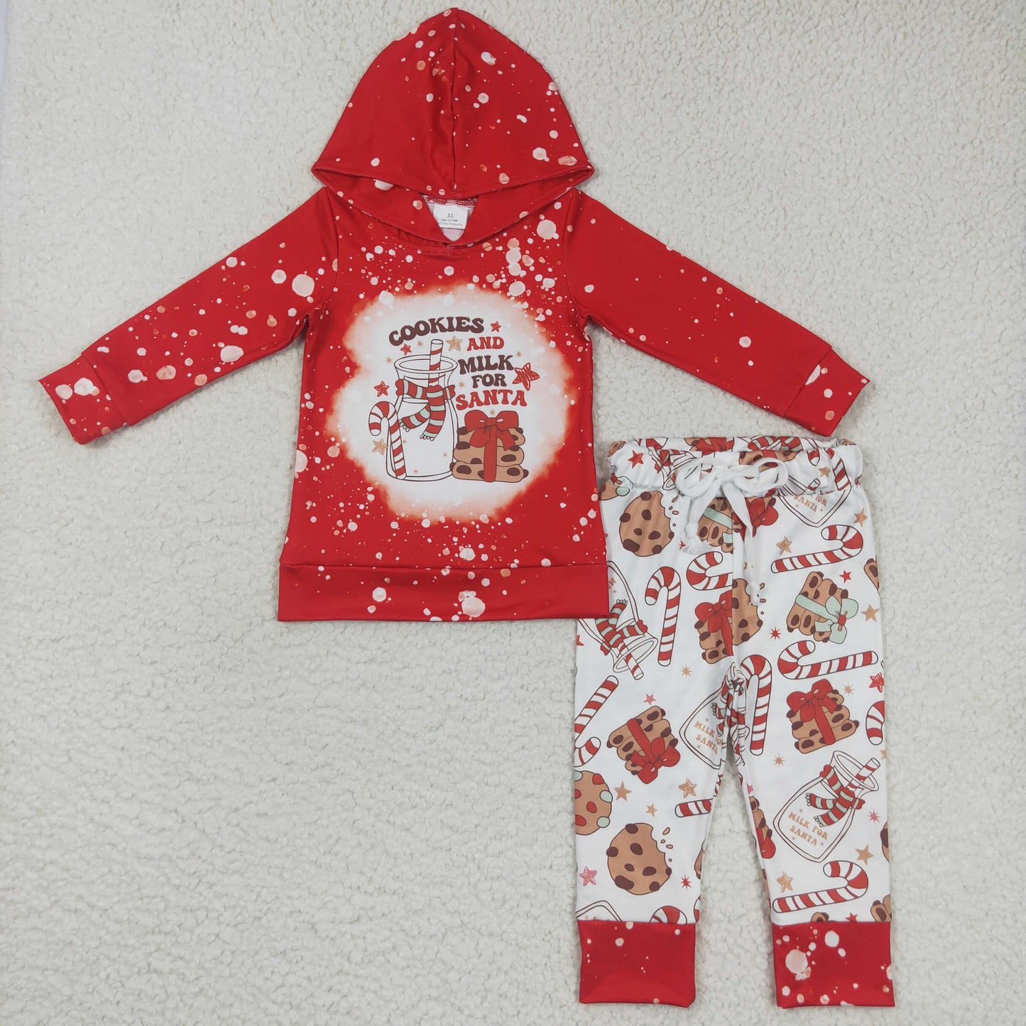 11.25 RTS NO MOQ(In Stock) BLP0219 cookies milk red long sleeve hooded trousers suit